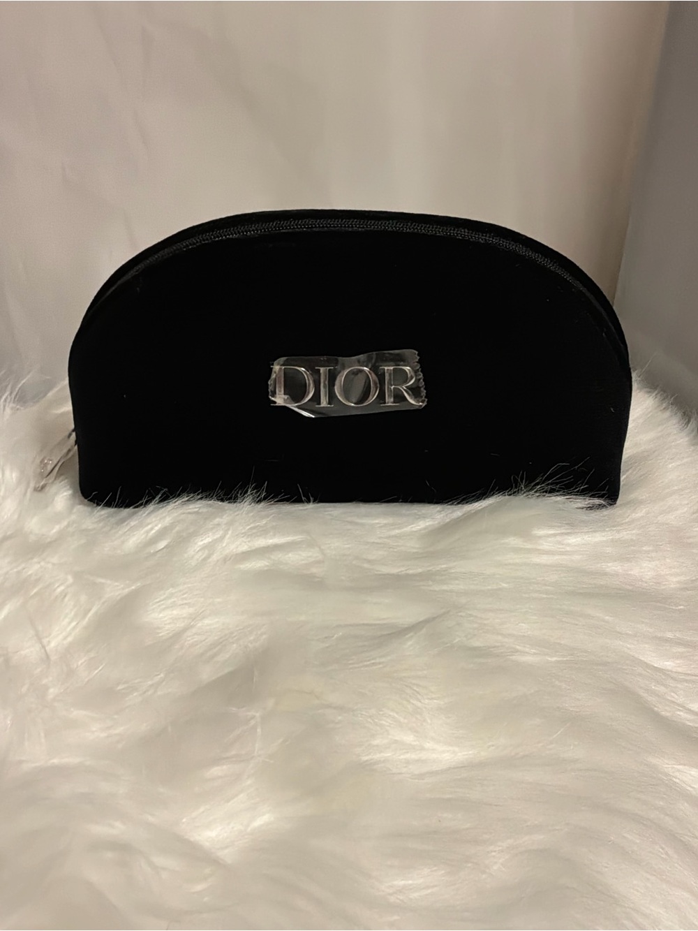 Dior Black Velvet Cosmetic Pouch w/extras